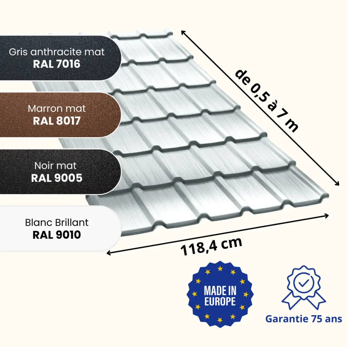 Tôle aluminium imitation tuile Allano Alu