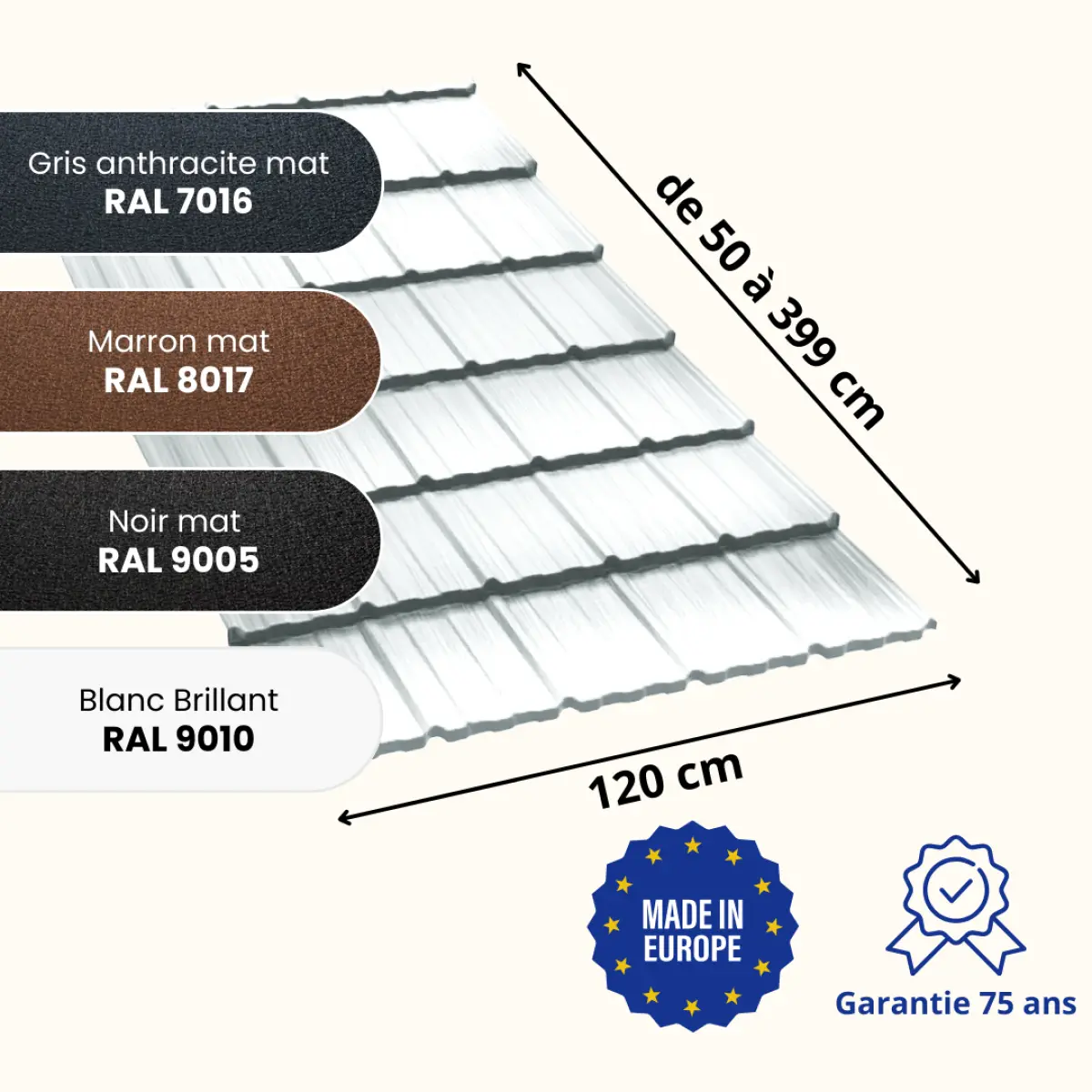 Tôle aluminium imitation tuile Horizon Alu