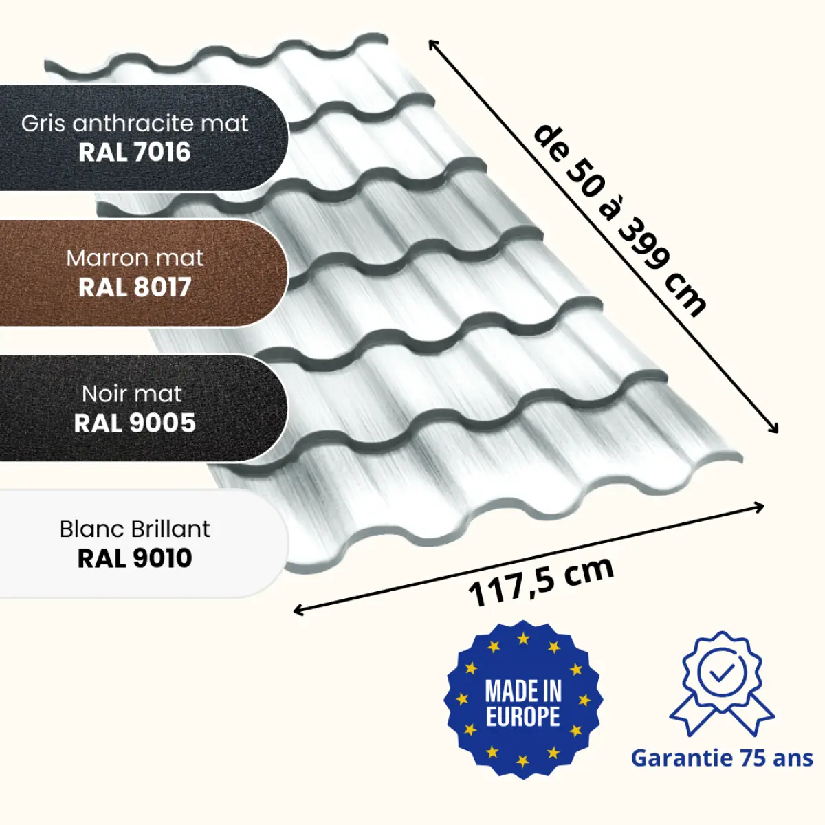 Tôle aluminium imitation tuile Centro Alu
