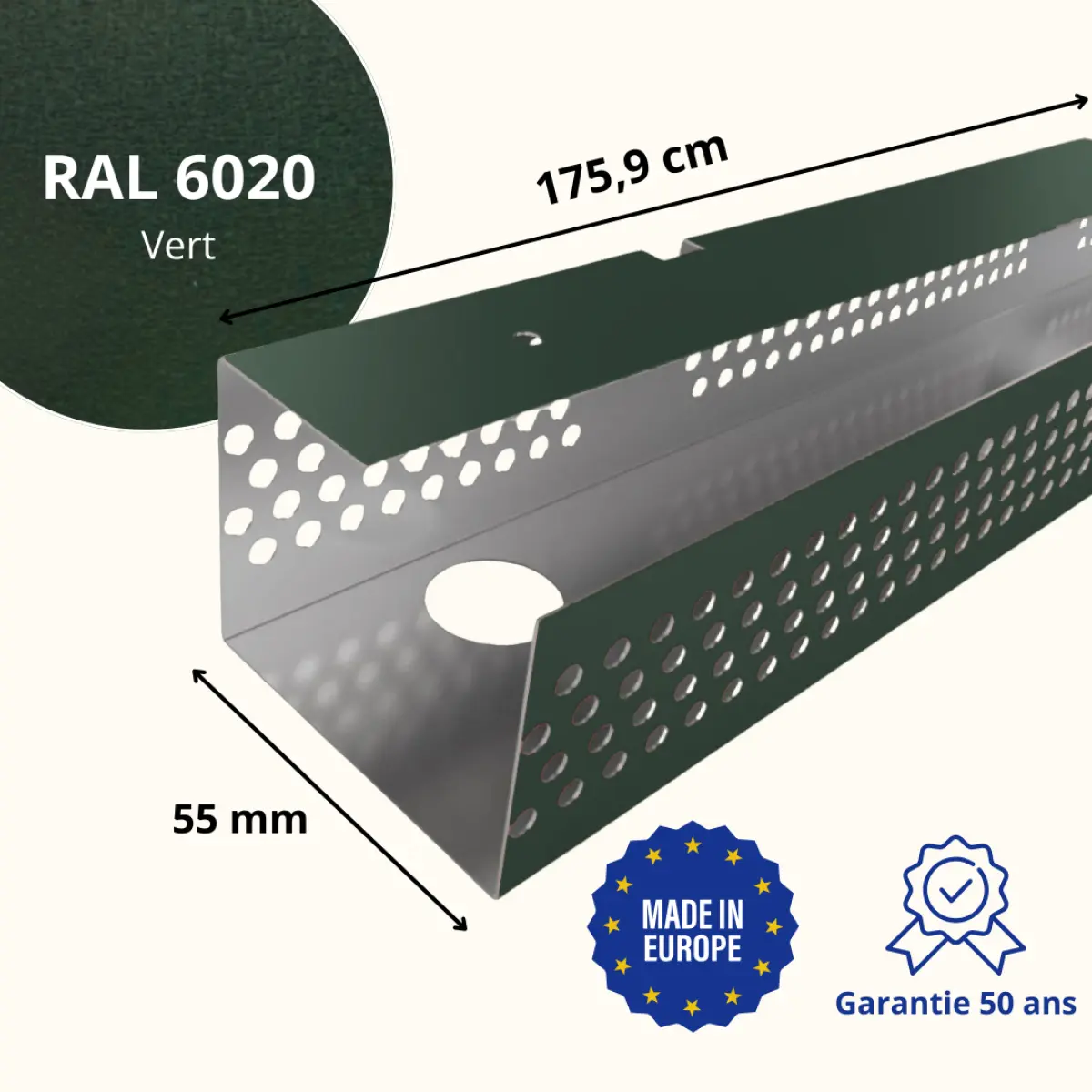 Profil de ventilation pour faîtage de toiture Savanna Vert Mat