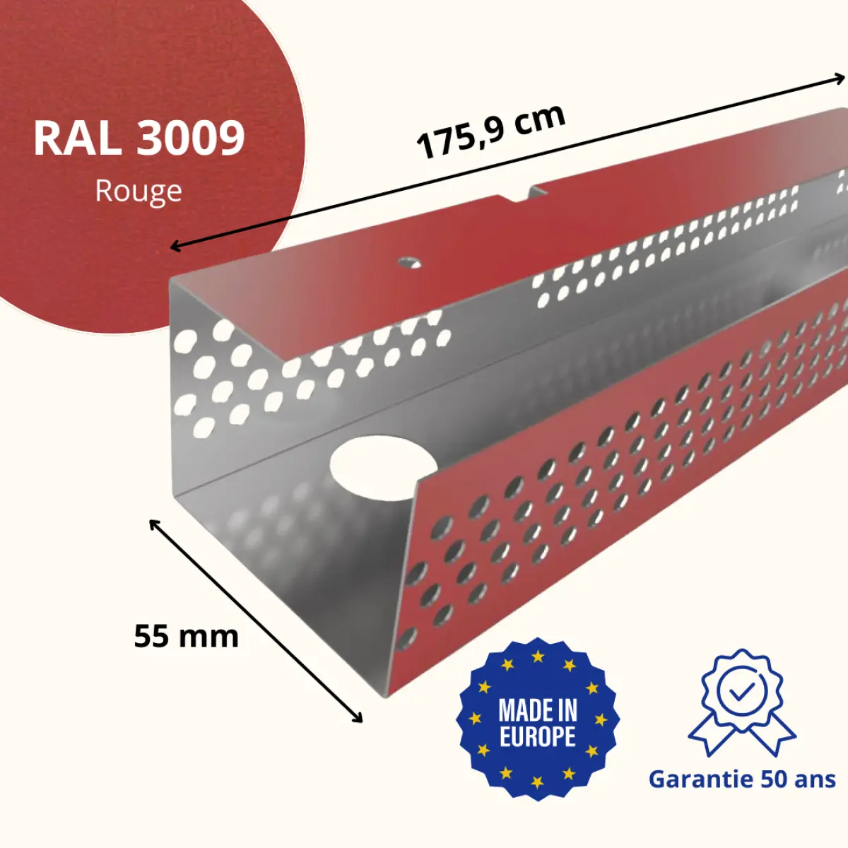 Profil de ventilation pour faîtage de toiture Savanna Rouge mat