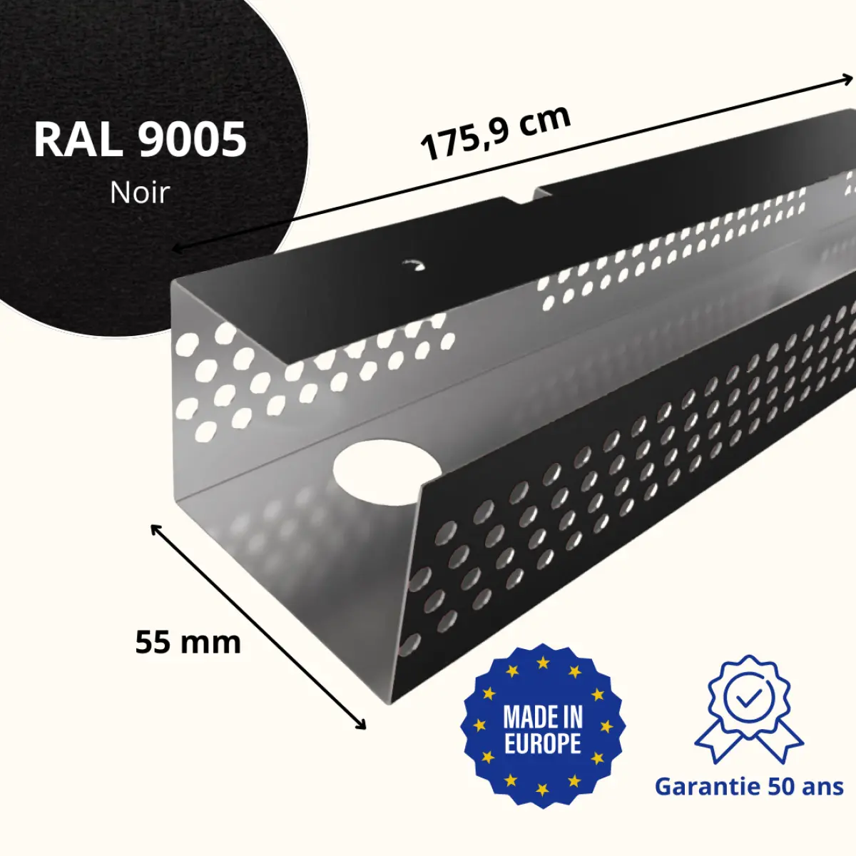 Profil de ventilation pour faîtage de toiture Savanna Noir Mat