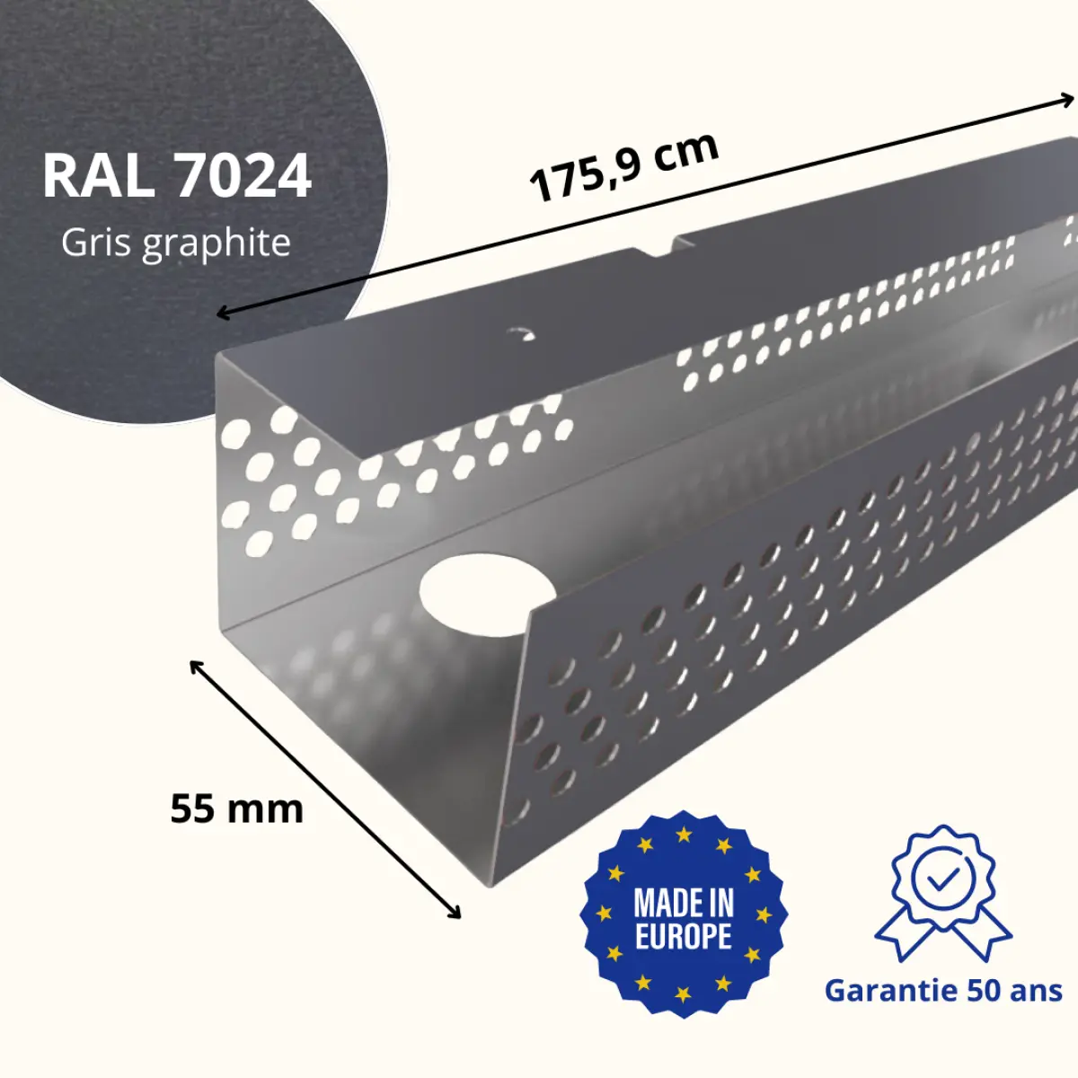 Profil de ventilation pour faîtage de toiture Savanna Gris Graphite Mat