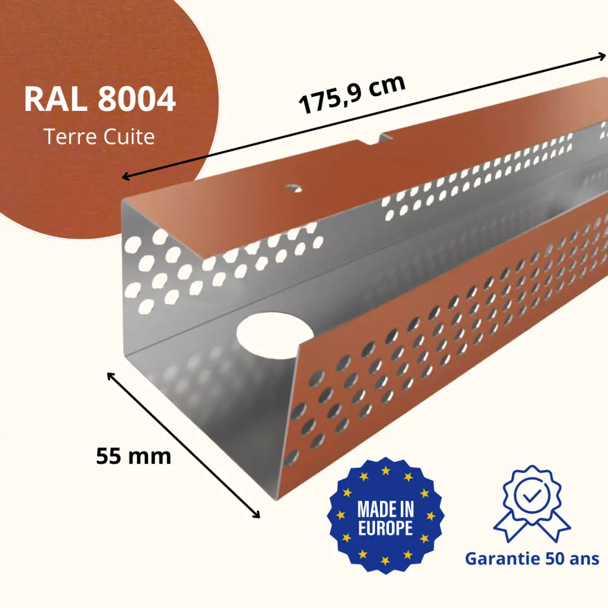 Profil de ventilation pour faîtage de toiture Savanna Terre Cuite Mat