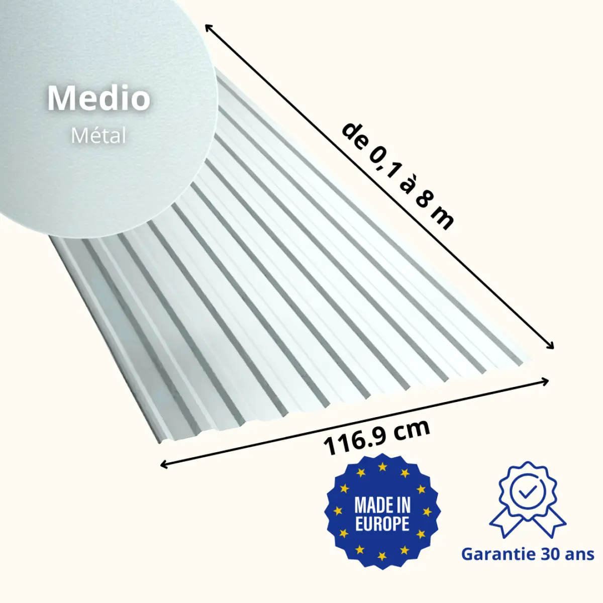 Tôle de toiture bac acier Medio Métal