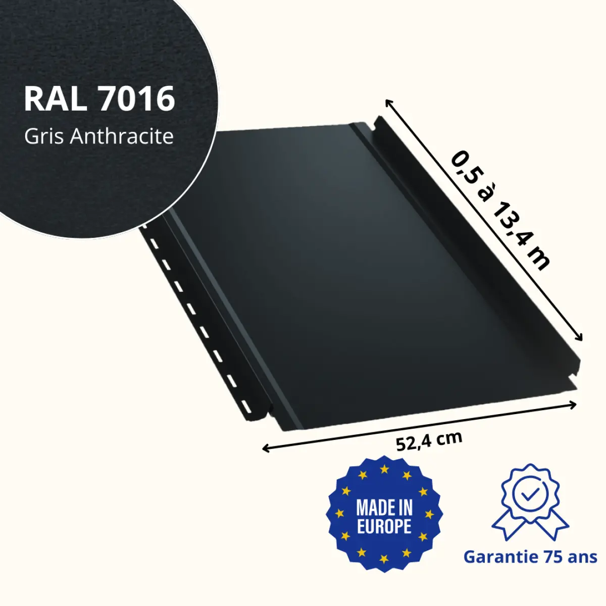 Tôle joint debout aluminium Snap Lock