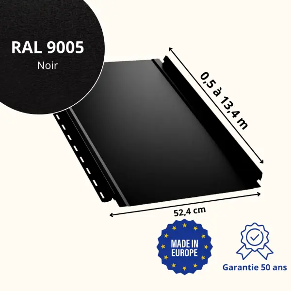 Tôle joint debout lisse Noir Mat - 2