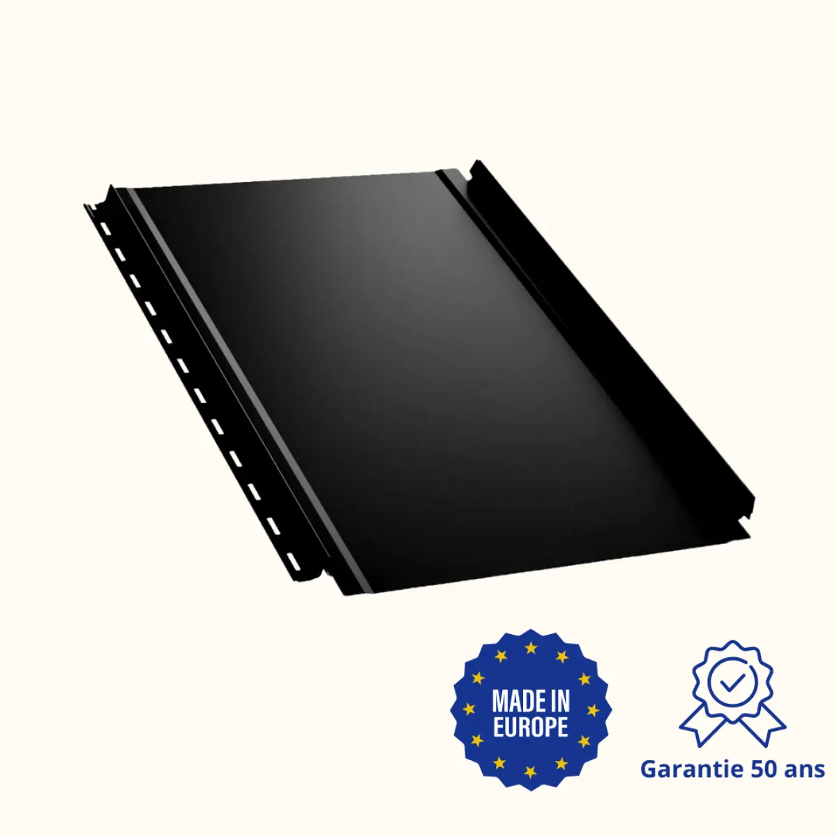 Tôle joint debout lisse Noir Mat