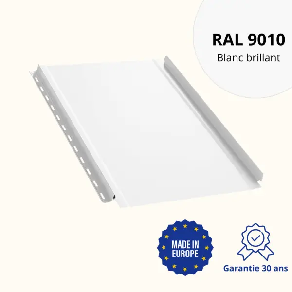 Tôle joint debout lisse Blanc Brillant