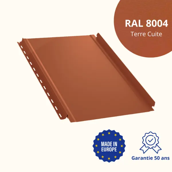 Tôle joint debout lisse Terre Cuite Mat