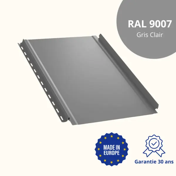 Tôle joint debout lisse Gris brillant