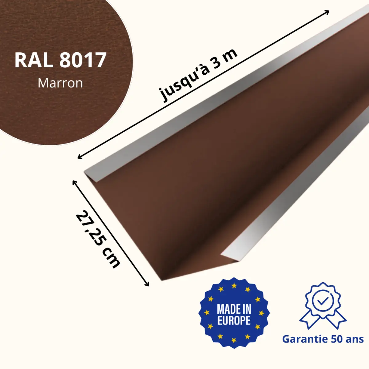 Bande de noue Marron Mat