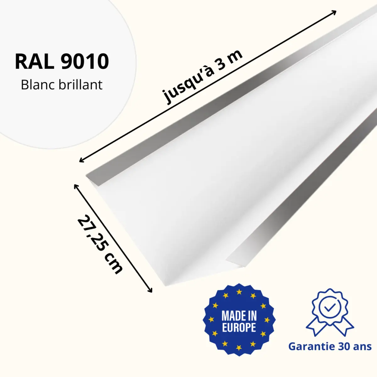 Bande de noue Blanc Brillant