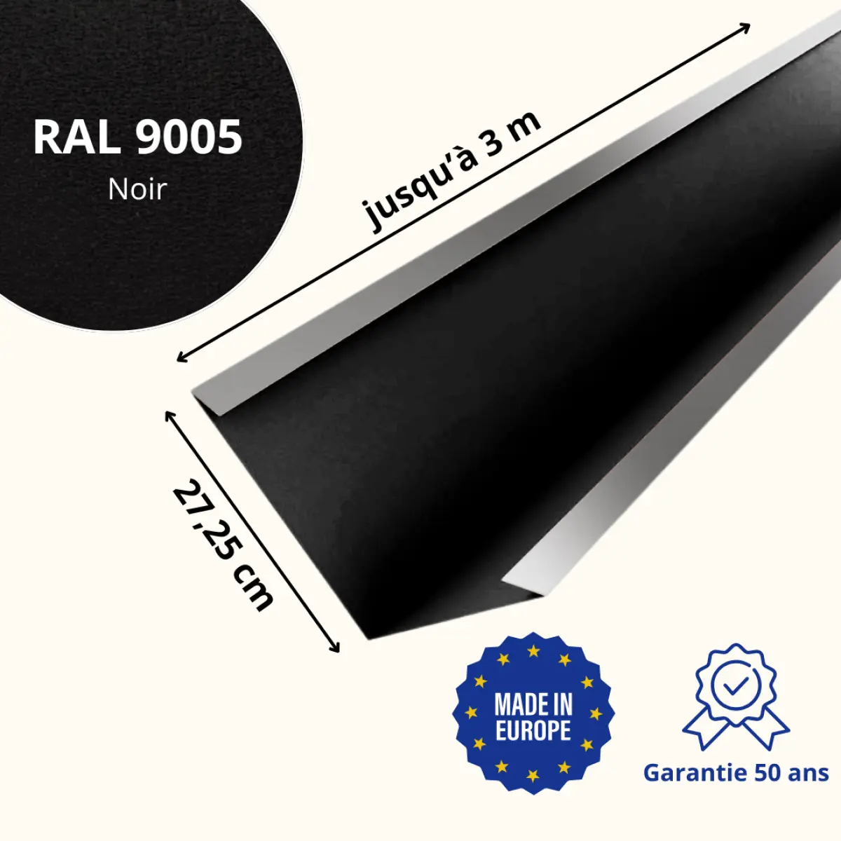 Bande de noue Noir Mat